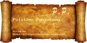 Politzer Pantaleon névjegykártya